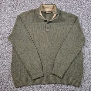 GH Bass And Co Men's Green Sherpa Lined Sweater‎ Button Outdoor Chore Size XXL
